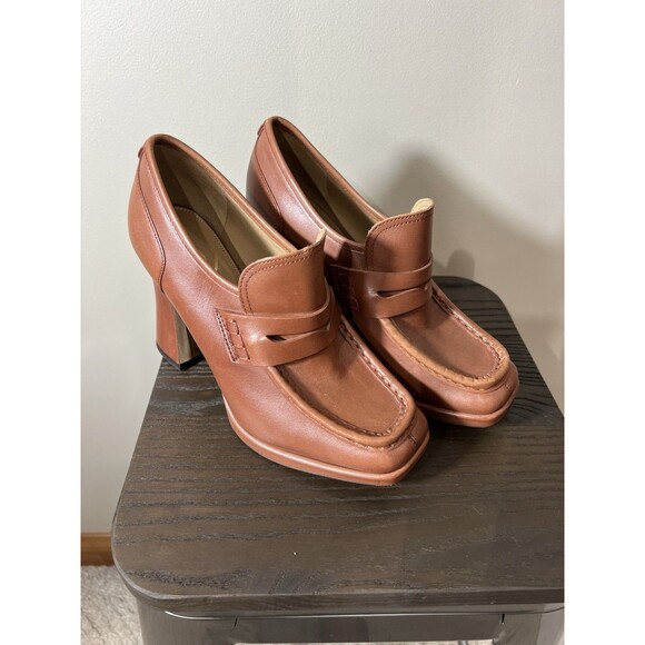 Sam Edelman Womens Aretha Brown Platform Heels Size 9 Chunky Leather 90s Y2K - Picture 1 of 11